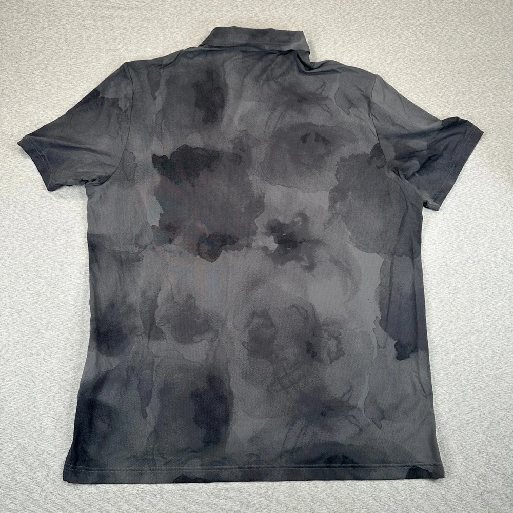 Adidas Golf Polo Shirt Mens XL Grey Black Watercolor Floral Short Sleeve JM0494